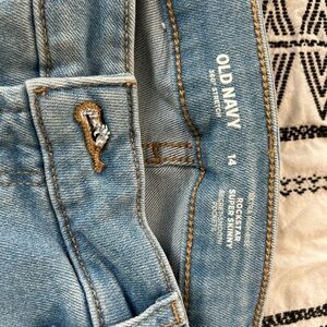 Light blue extra high rise skinny ripped jeans